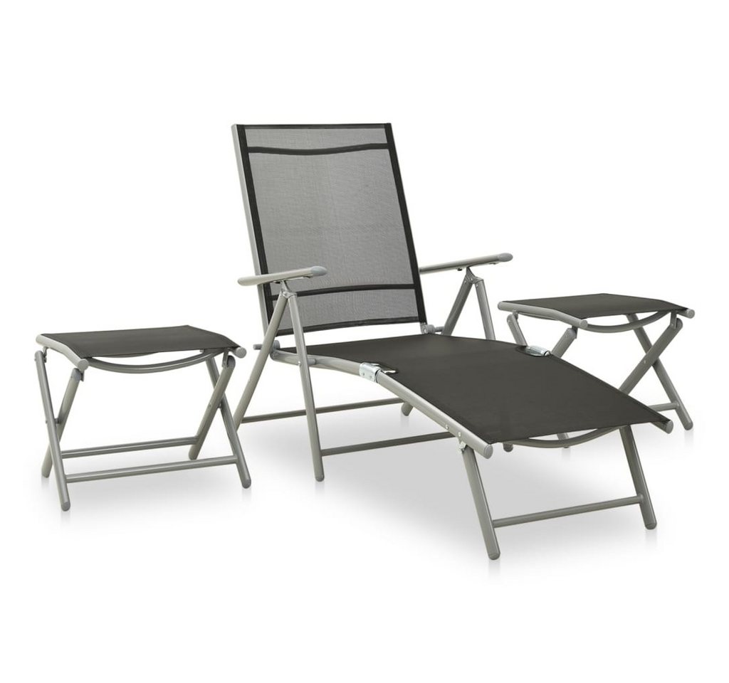 vidaXL Gartenlounge-Set 3-tlg. Garten-Lounge-Set Textilene und Aluminium Silbern, (3-tlg) von vidaXL