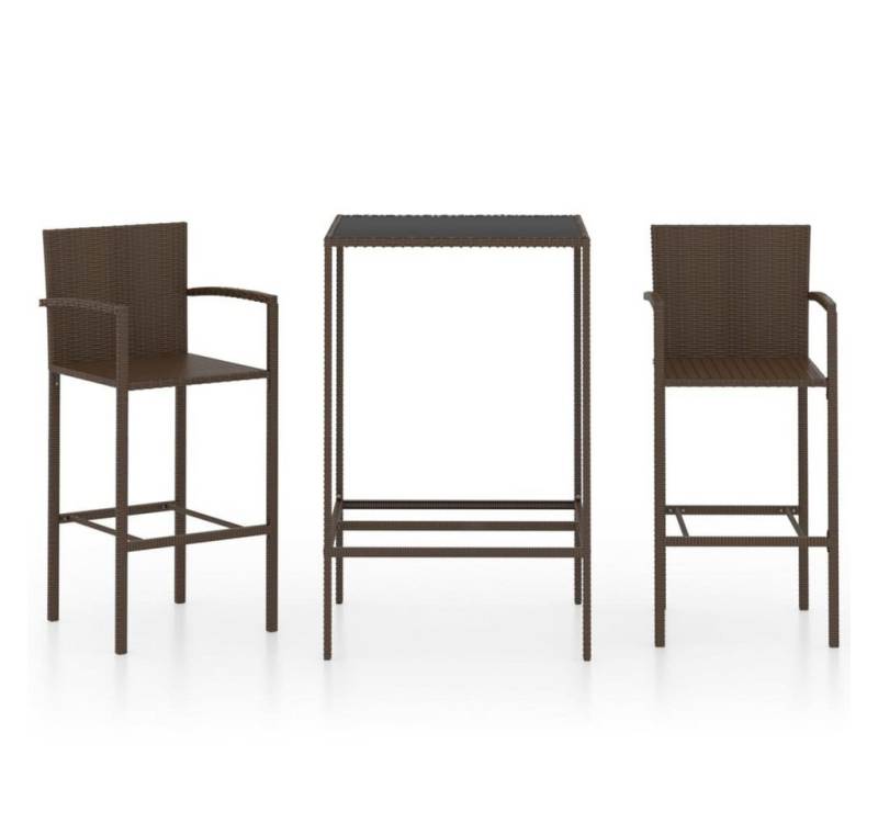 vidaXL Gartenlounge-Set 3-tlg. Gartenbar-Set Poly Rattan Braun, (2-tlg) von vidaXL