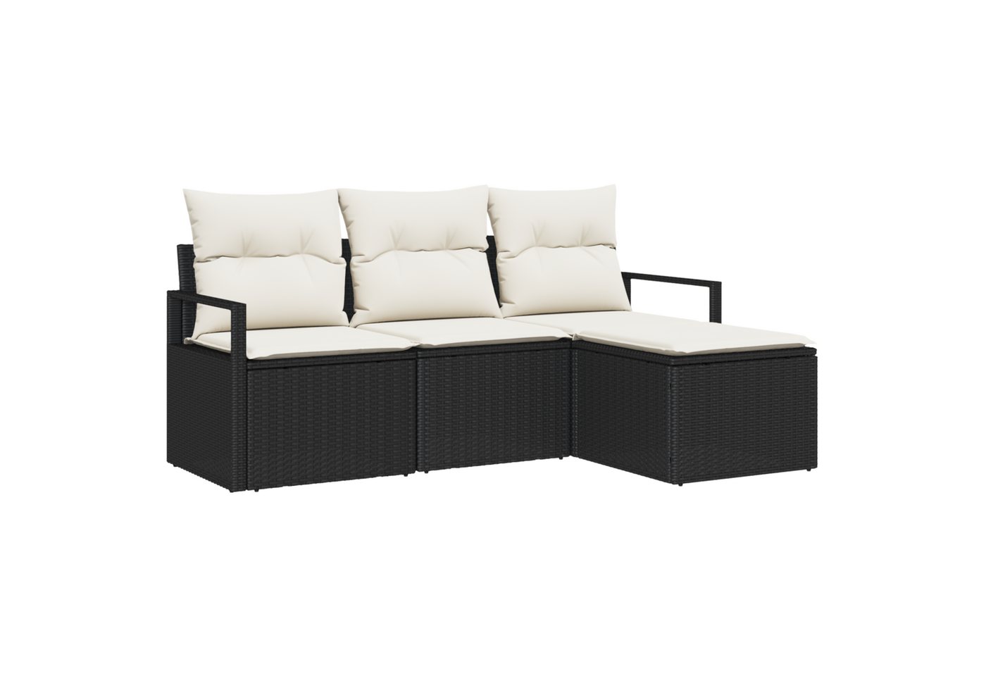 vidaXL Gartenlounge-Set 4-teiliges Garten Sofa Set mit Kissen Schwarz Poly Rattan, (4-tlg) von vidaXL