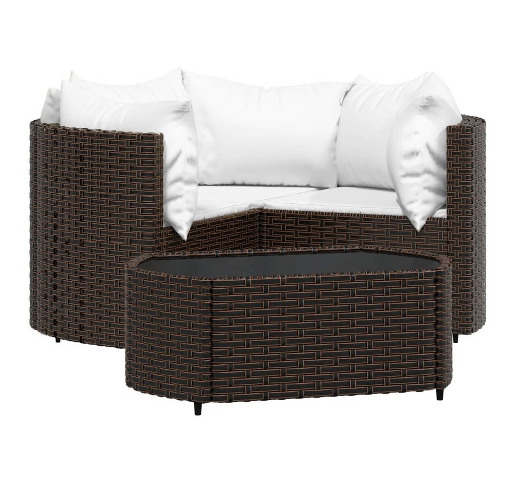 vidaXL Gartenlounge-Set 4-tlg. Garten-Lounge-Set mit Kissen Braun Poly Rattan, (4-tlg) von vidaXL