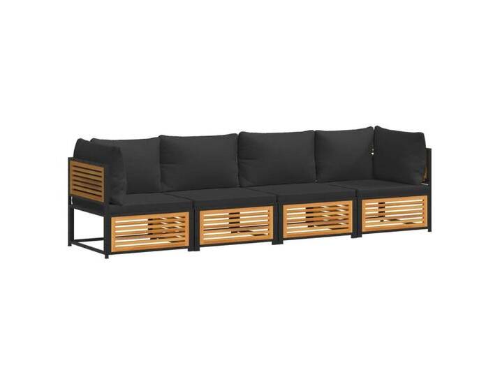 vidaXL Gartenlounge-Set 4-tlg. Garten-Sofagarnitur mit Kissen Massivholz, (1-tlg), braun, 4-Sitzer, Braun von vidaXL