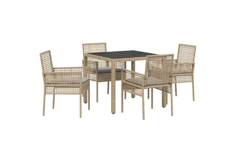 vidaXL Gartenlounge-Set Garten Essgruppe 5 pcs Beige 90 x 90 x 75 cm Poly-Rattan, (5-tlg) von vidaXL