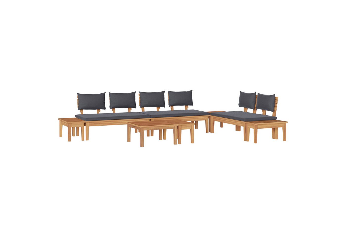 vidaXL Gartenlounge-Set 5-teiliges Gartenbank-Set mit Kissen - aus massivem holz, (5-tlg) von vidaXL