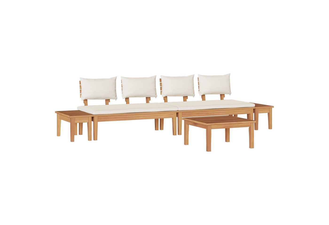vidaXL Gartenlounge-Set 5-teiliges Gartenbank-Set mit Kissen - aus massivem holz, (5-tlg) von vidaXL
