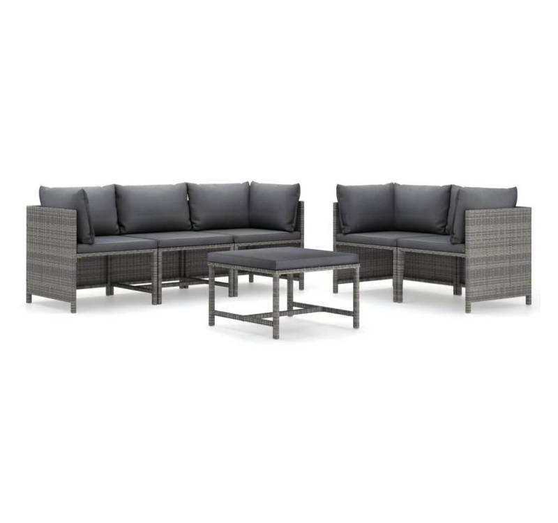 vidaXL Gartenlounge-Set 6-tlg. Garten-Lounge-Set mit Kissen Poly Rattan Grau, (1-tlg) von vidaXL