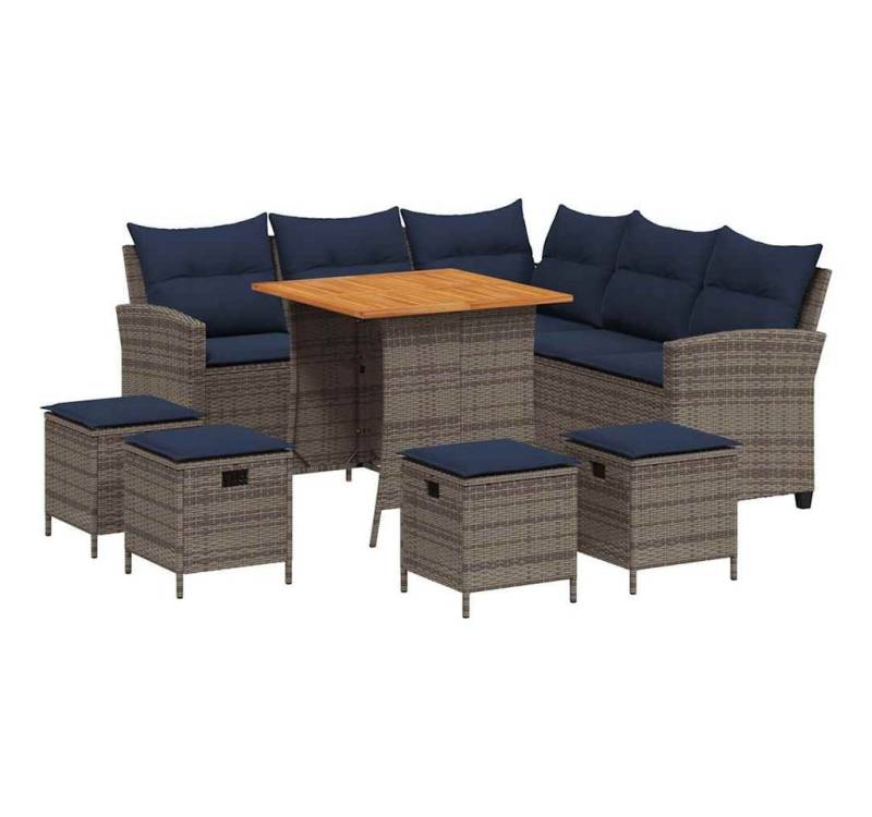 vidaXL Gartenlounge-Set 6-tlg. Garten-Sofagarnitur mit Kissen L-Form Grau Poly Rattan, (6-tlg) von vidaXL