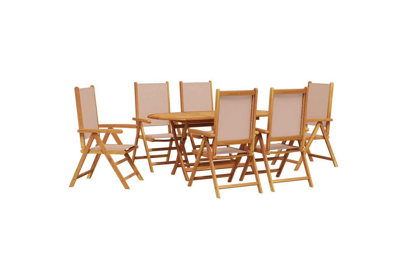 vidaXL Gartenlounge-Set Garten Dining Set 7 pcs Taupe 6-Personen Holz und Stoff, (7-tlg) von vidaXL