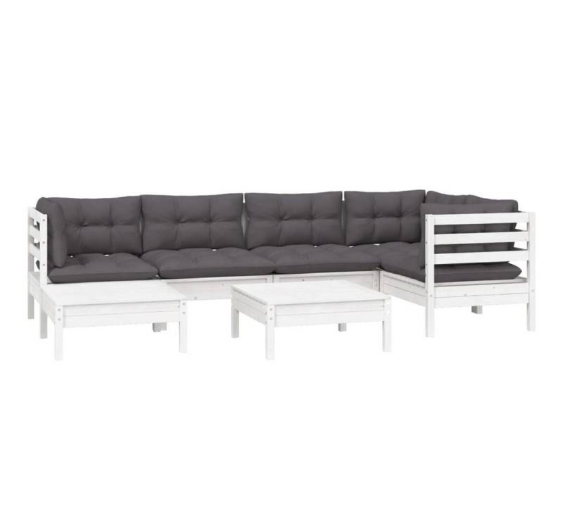 vidaXL Gartenlounge-Set 7-tlg. Garten-Lounge-Set mit Kissen Weiß Kiefer Massivholz, (1-tlg) von vidaXL