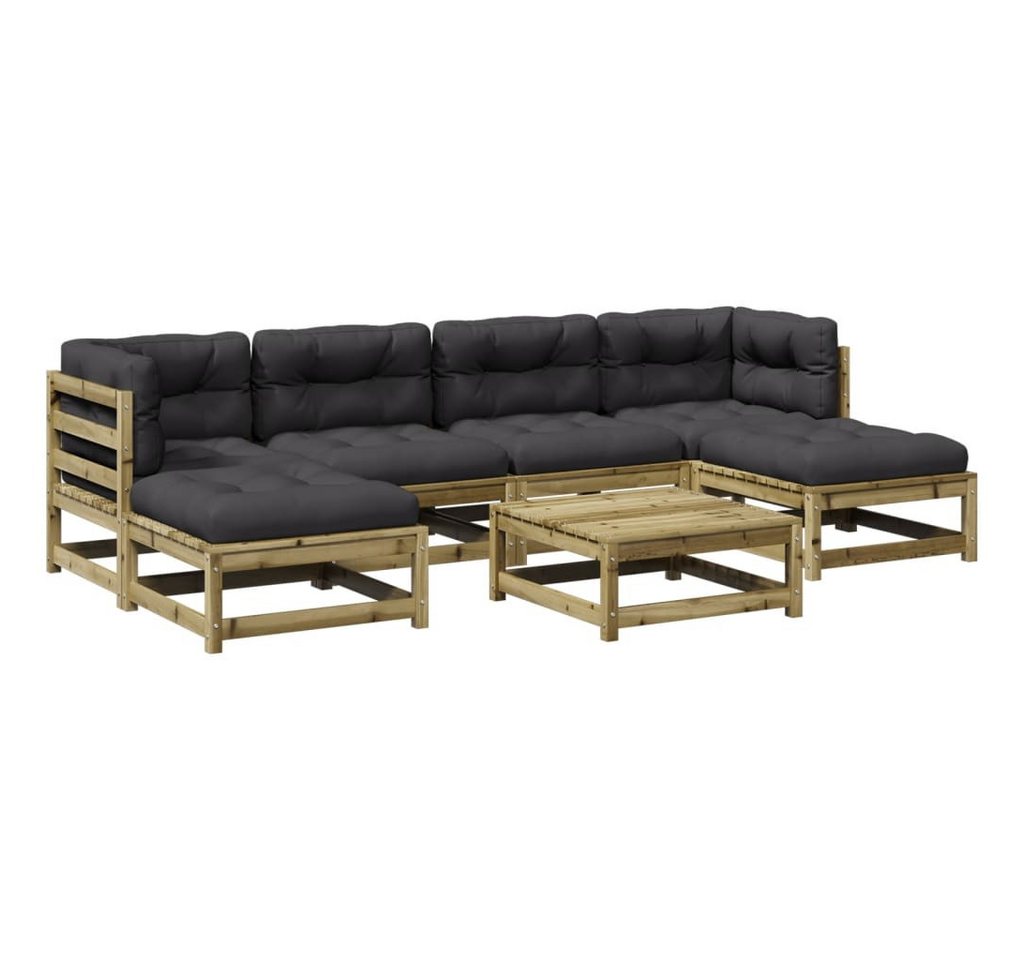 vidaXL Gartenlounge-Set 7-tlg. Garten-Sofagarnitur mit Kissen Kiefernholz Imprägniert, (1-tlg) von vidaXL