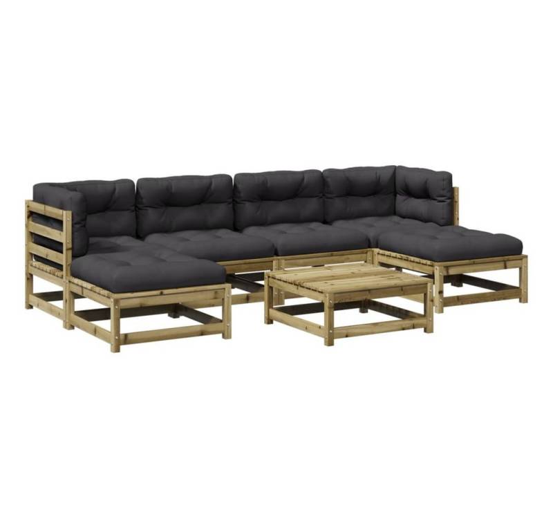 vidaXL Gartenlounge-Set 7-tlg. Garten-Sofagarnitur mit Kissen Kiefernholz Imprägniert, (1-tlg) von vidaXL