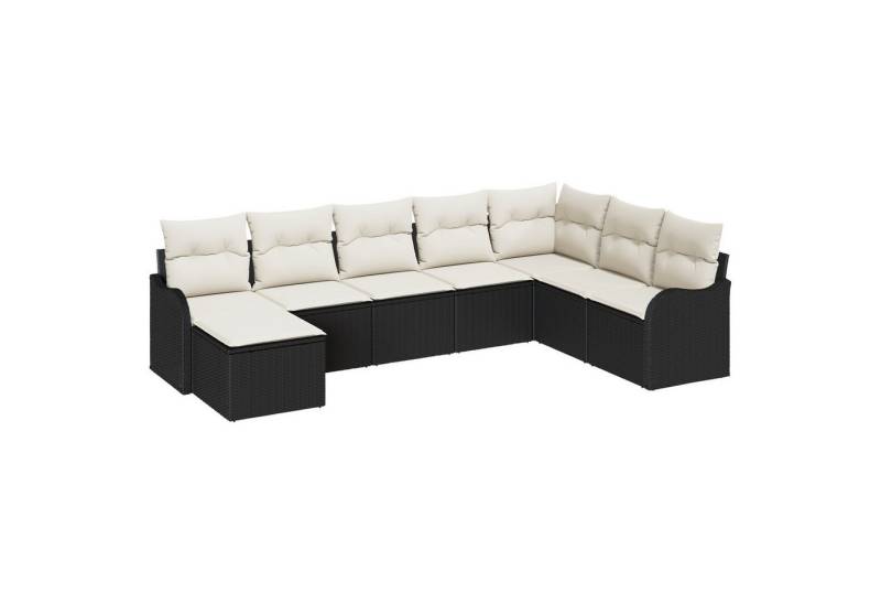 vidaXL Gartenlounge-Set 8 Teile Garten Sofa Set mit Kissen Schwarz Poly Rattan, (8-tlg) von vidaXL