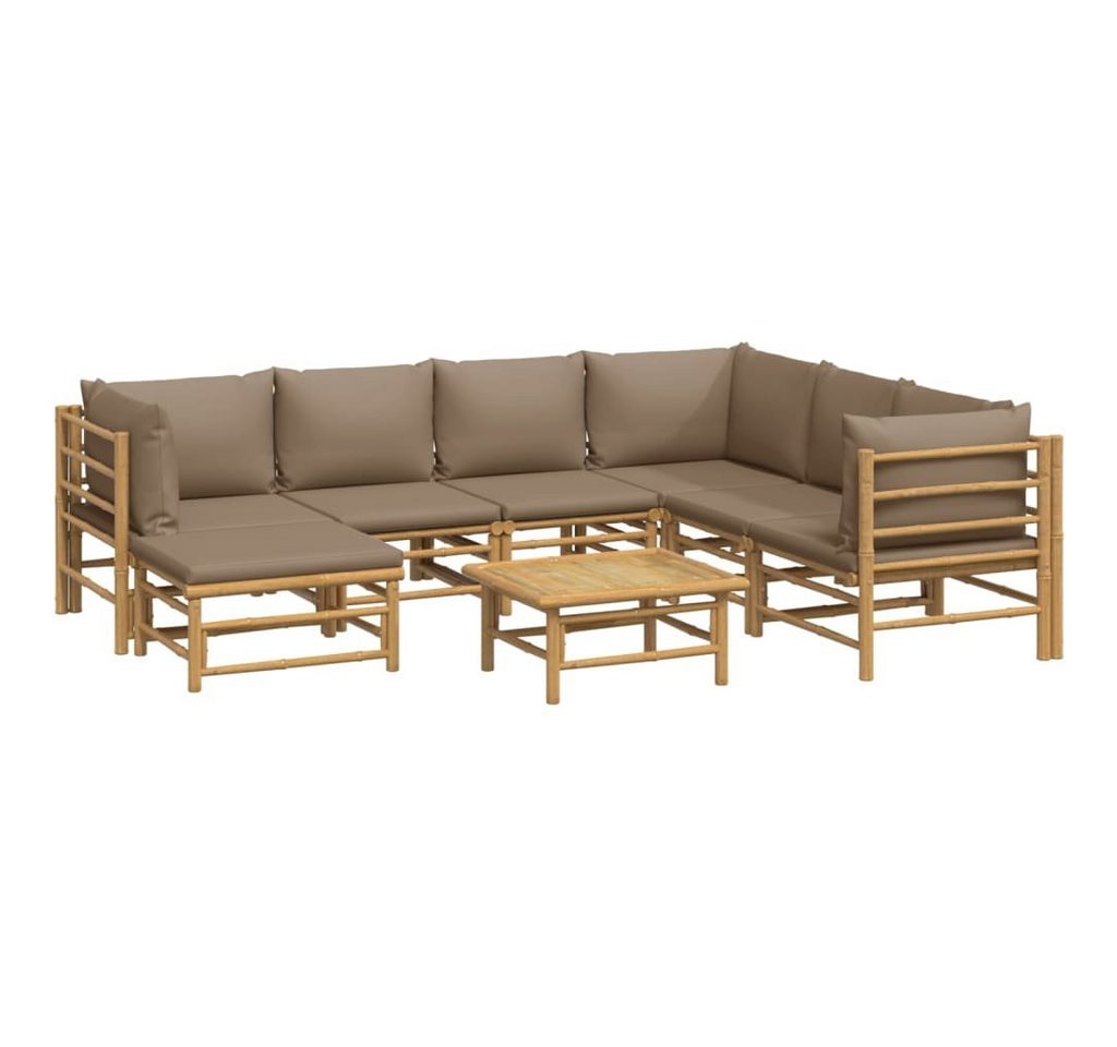 vidaXL Gartenlounge-Set 8-tlg. Garten-Lounge-Set mit Kissen Taupe Bambus, (1-tlg) von vidaXL