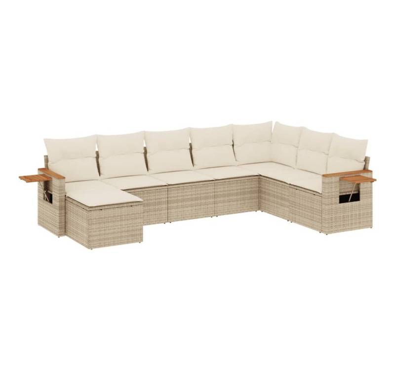 vidaXL Gartenlounge-Set 8-tlg. Garten-Sofagarnitur mit Kissen Beige Poly Rattan, (1-tlg) von vidaXL