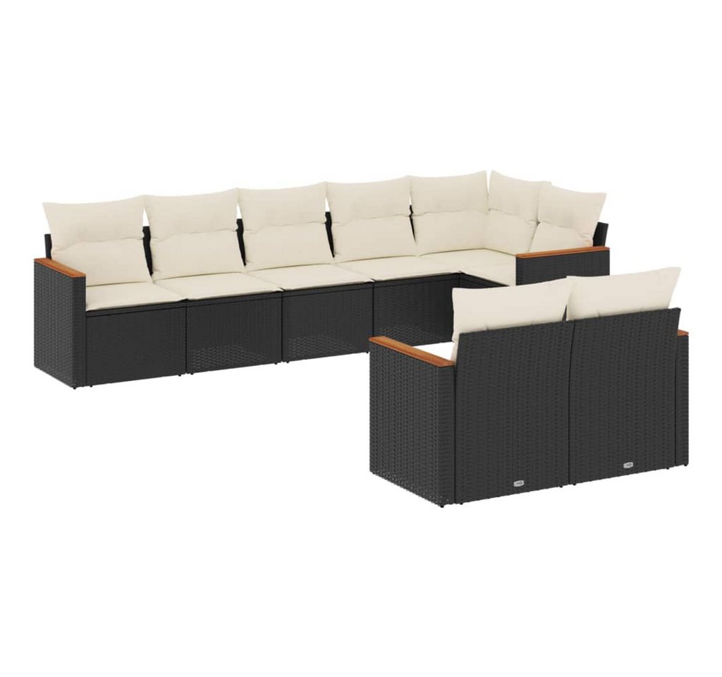 vidaXL Gartenlounge-Set 8-tlg. Garten-Sofagarnitur mit Kissen Schwarz Poly Rattan, (1-tlg) von vidaXL