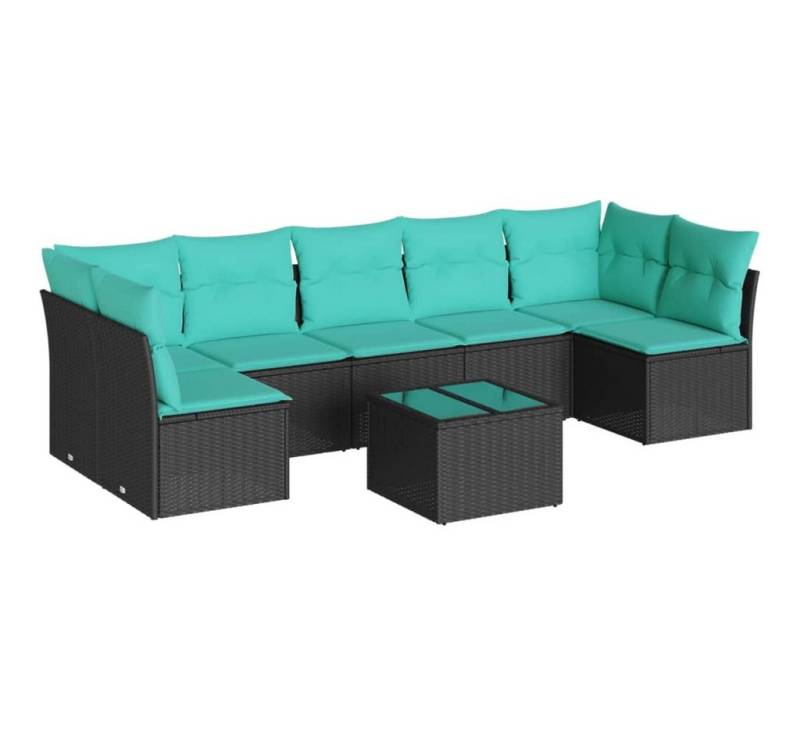 vidaXL Gartenlounge-Set 8-tlg. Garten-Sofagarnitur mit Kissen Schwarz Poly Rattan, (1-tlg) von vidaXL