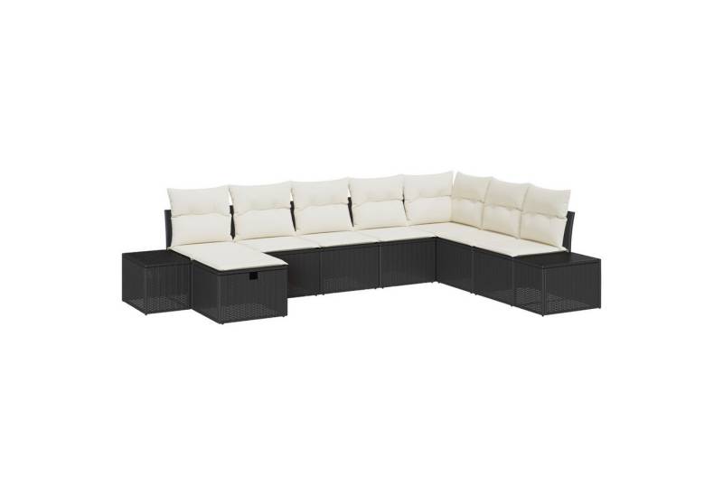 vidaXL Gartenlounge-Set 8-tlg. Garten-Sofagarnitur mit Kissen Schwarz Poly Rattan, (8-tlg) von vidaXL
