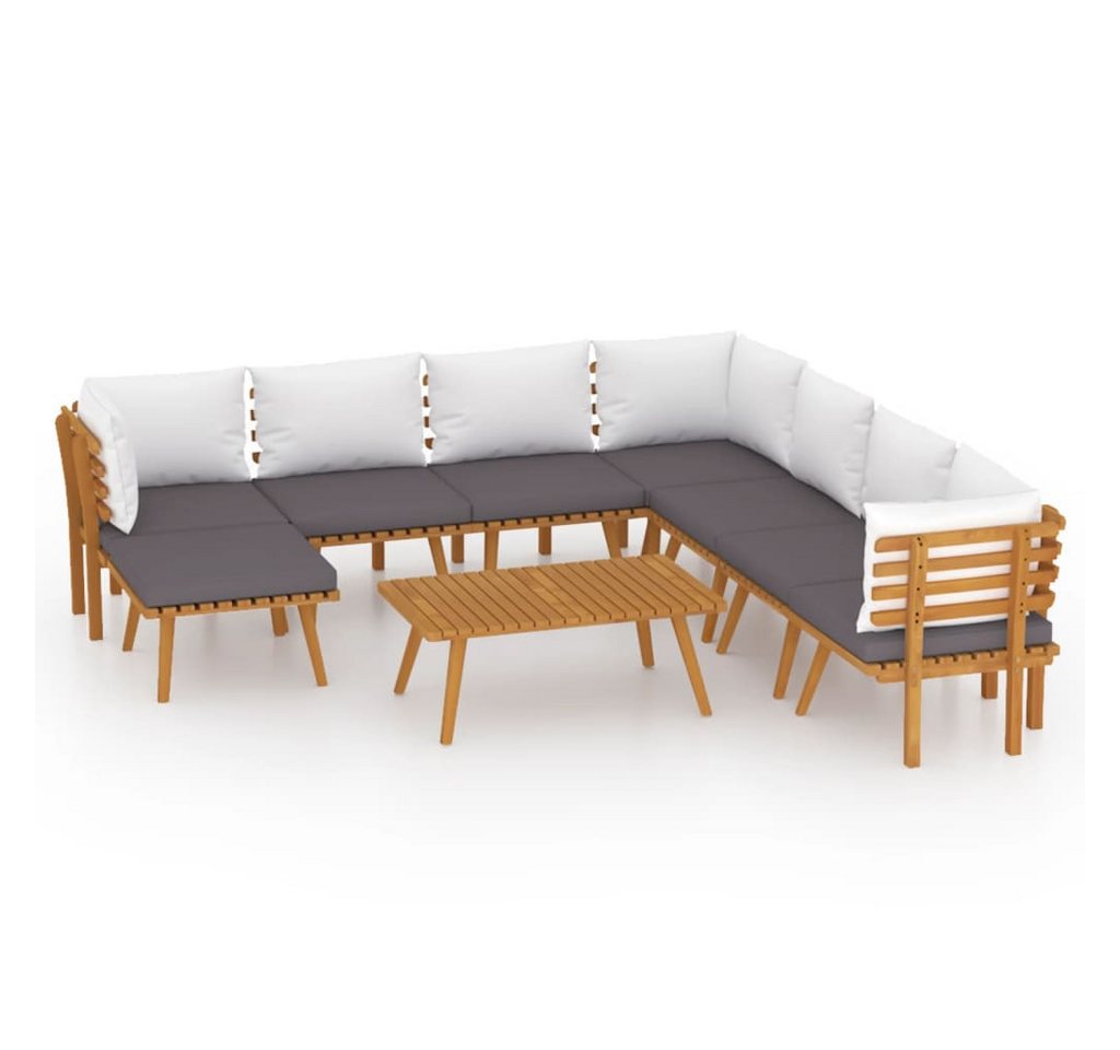 vidaXL Gartenlounge-Set 9-tlg. Garten-Lounge-Set mit Kissen Massivholz, (1-tlg) von vidaXL