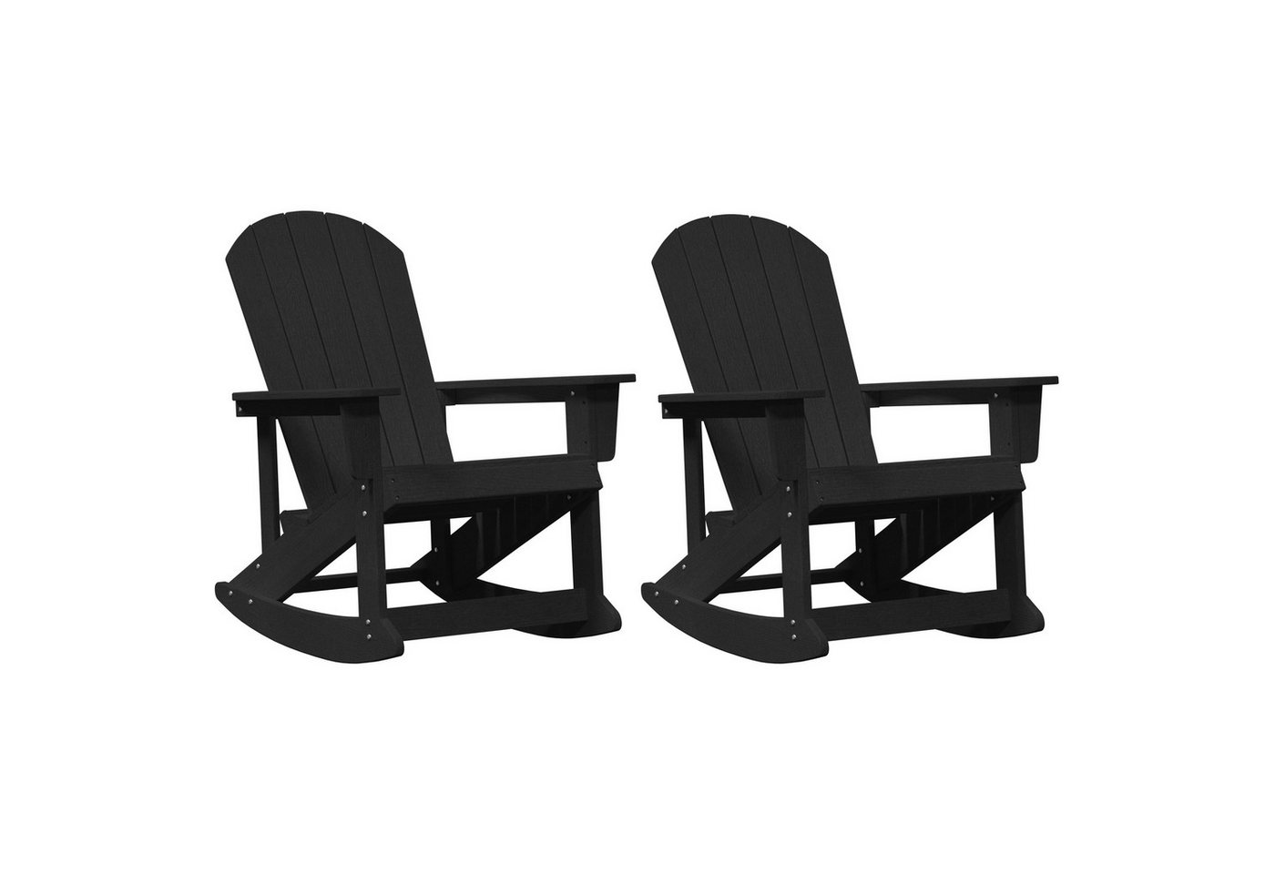 vidaXL Gartenlounge-Set Adirondack Schaukelstühle 2 pcs Schwarz 73.5 x 92 x 90 cm HDPE, (2-tlg) von vidaXL