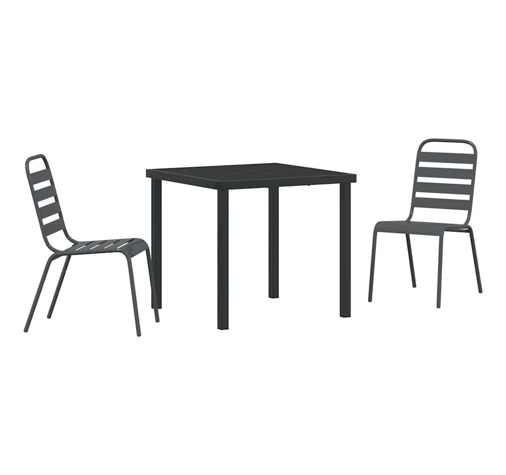 vidaXL Gartenlounge-Set Garten Essgruppe 3 pcs Dunkelgrau Stahl, (3-tlg) von vidaXL