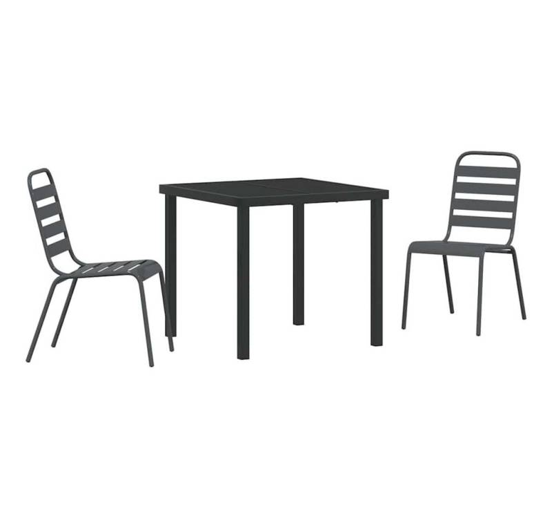 vidaXL Gartenlounge-Set Garten Essgruppe 3 pcs Dunkelgrau Stahl, (3-tlg) von vidaXL