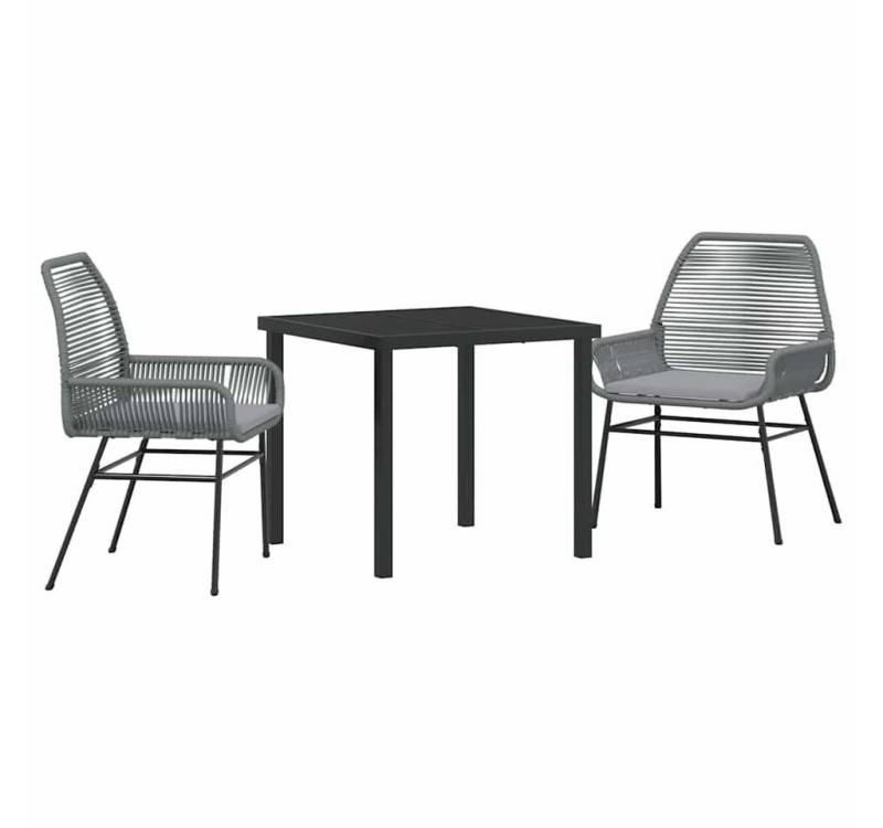 vidaXL Gartenlounge-Set Garten Essgruppe 3 pcs Grau Poly-Rattan, (3-tlg) von vidaXL