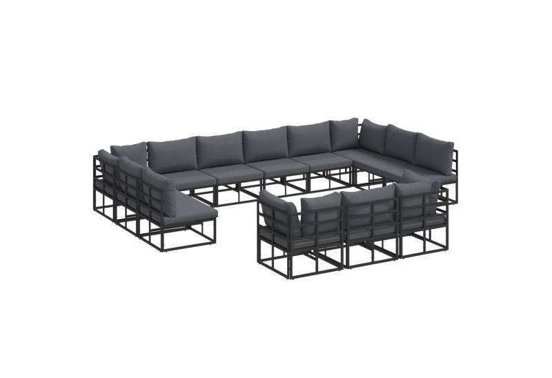 vidaXL Gartenlounge-Set Garten-Sofa-Set 13 pcs Schwarz 423 x 211,5 x 71 cm Aluminium, (13-tlg) von vidaXL