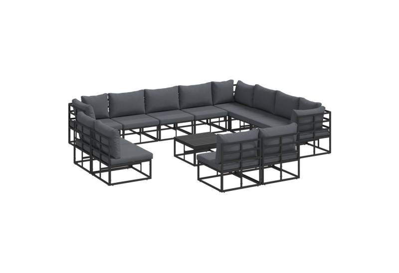 vidaXL Gartenlounge-Set Garten-Sofa-Set 13 pcs Schwarz 70 x 70 x 32 cm Aluminium, (13-tlg) von vidaXL