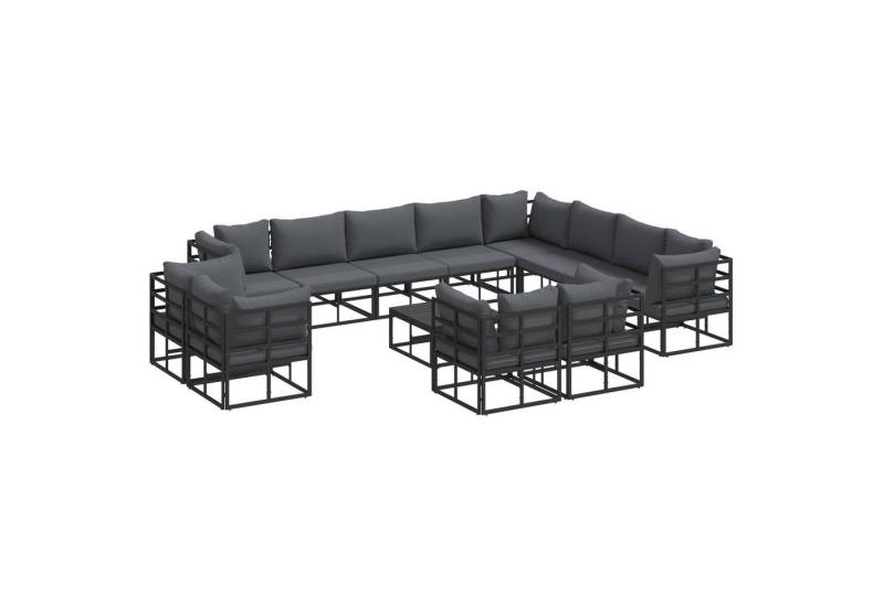 vidaXL Gartenlounge-Set Garten-Sofa-Set 13 pcs Schwarz 70 x 70 x 32 cm Aluminium, (13-tlg) von vidaXL