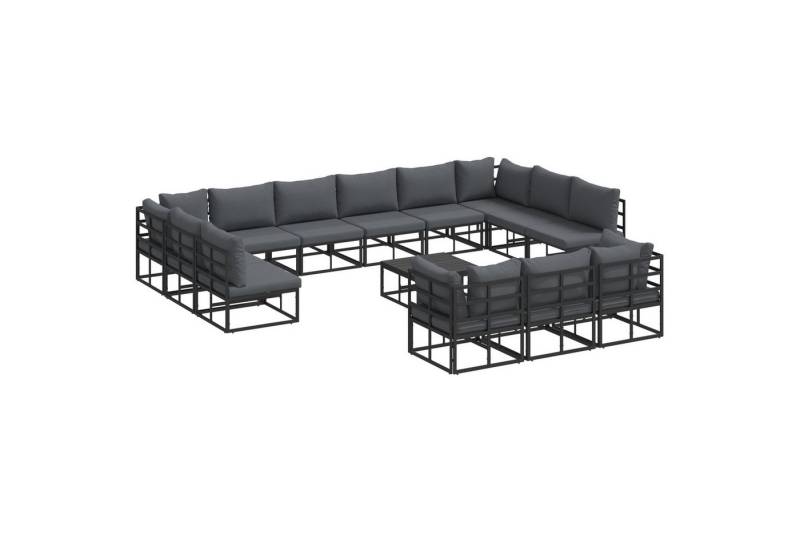 vidaXL Gartenlounge-Set Garten-Sofa-Set 14 pcs Schwarz 70 x 70 x 32 cm Aluminium, (14-tlg) von vidaXL
