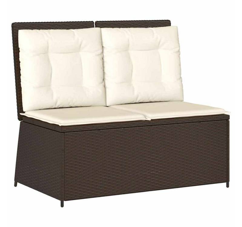 vidaXL Gartenlounge-Set Gartenbank mit Kissen Braun Poly Rattan, (1-tlg) von vidaXL