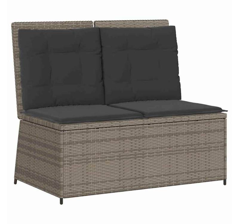 vidaXL Gartenlounge-Set Gartenbank mit Kissen Grau Poly Rattan, (1-tlg) von vidaXL