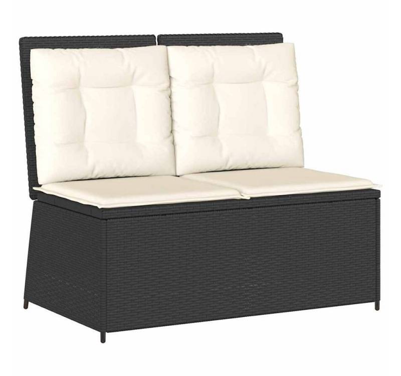 vidaXL Gartenlounge-Set Gartenbank mit Kissen Schwarz Poly Rattan, (1-tlg) von vidaXL