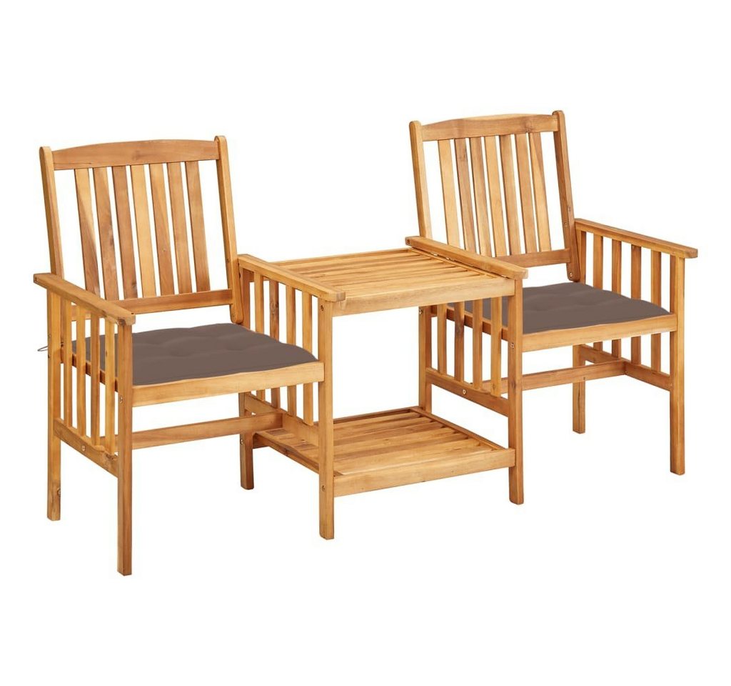 vidaXL Gartenlounge-Set Gartenstühle mit Teetisch und Kissen Akazie Massivholz, (1-tlg) von vidaXL