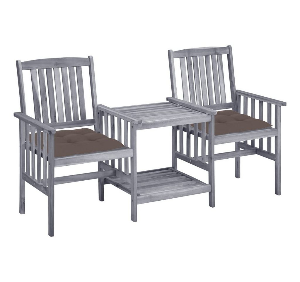 vidaXL Gartenlounge-Set Gartenstühle mit Teetisch und Kissen Massivholz Akazie, (1-tlg) von vidaXL