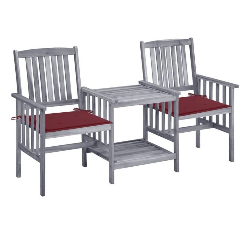 vidaXL Gartenlounge-Set Gartenstühle mit Teetisch und Kissen Massivholz, (1-tlg) von vidaXL