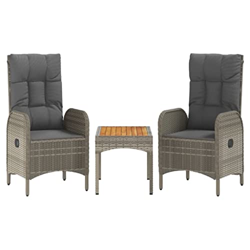 vidaXL Gartenmöbel 3-TLG. mit Kissen Sitzgruppe Rattanmöbel Bistroset Balkonmöbel Gartenset Sitzgarnitur Sessel Tisch Garnitur Grau Poly Rattan vidaXL Gartenmöbel 3-TLG. mit Kissen Sitzgruppe Rattanmöbel Bistroset Balkonmöbel Gartenset Sitzgarnitur Sessel Tisch Garnitur Grau Poly Rattan von vidaXL