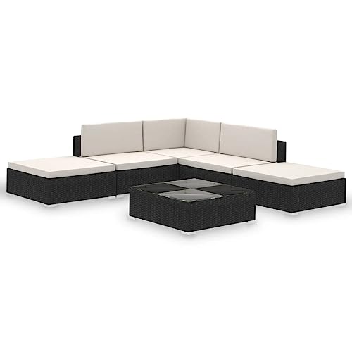 vidaXL Gartenmöbel 6-TLG. Poly Rattan Sitzgruppe Lounge Gartenset Ecksofa von vidaXL