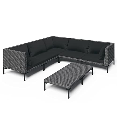 vidaXL Gartenmöbel 6-TLG. mit Auflagen Ecksofa Mittelsofa Couchtisch Sitzgruppe Sofa Lounge Garten Garnitur Gartenset Gartensofa Poly Rattan Dunkelgrau vidaXL Gartenmöbel 6-TLG. mit Auflagen Ecksofa Mittelsofa Couchtisch Sitzgruppe Sofa Lounge Garten Garnitur Gartenset Gartensofa Poly Rattan Dunkelgrau von vidaXL