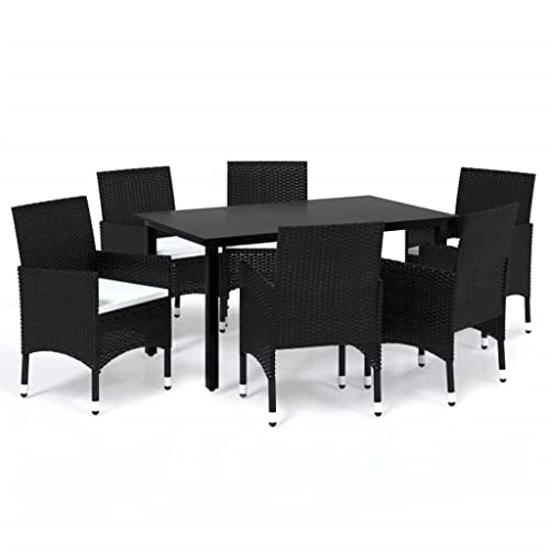 vidaXL 7-TLG. Garten-Essgruppe mit Kissen Poly Rattan Schwarz vidaXL 7-TLG. Garten-Essgruppe mit Kissen Poly Rattan Schwarz von vidaXL
