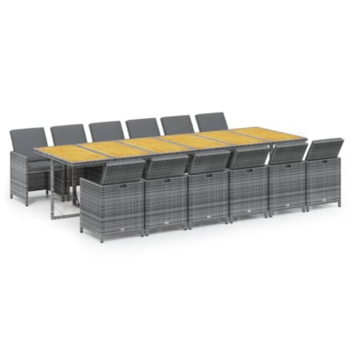 vidaXL Gartenmöbel Set 13-TLG. mit Kissen Gartengarnitur Sitzgruppe Gartenset Sitzgarnitur Gartentisch Esstisch Tisch Stühle Poly Rattan Grau vidaXL Gartenmöbel Set 13-TLG. mit Kissen Gartengarnitur Sitzgruppe Gartenset Sitzgarnitur Gartentisch Esstisch Tisch Stühle Poly Rattan Grau von vidaXL