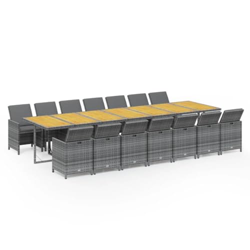 vidaXL Gartenmöbel Set 15-TLG. mit Kissen Gartengarnitur Sitzgruppe Gartenset Sitzgarnitur Gartentisch Esstisch Tisch Stühle Grau Poly Rattan vidaXL Gartenmöbel Set 15-TLG. mit Kissen Gartengarnitur Sitzgruppe Gartenset Sitzgarnitur Gartentisch Esstisch Tisch Stühle Grau Poly Rattan von vidaXL