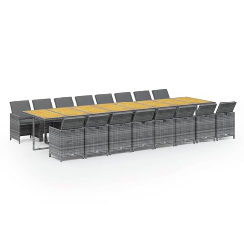 vidaXL Gartenmöbel Set 17-TLG. mit Kissen Gartengarnitur Sitzgruppe Gartenset Sitzgarnitur Gartentisch Esstisch Tisch Stühle Grau Poly Rattan vidaXL Gartenmöbel Set 17-TLG. mit Kissen Gartengarnitur Sitzgruppe Gartenset Sitzgarnitur Gartentisch Esstisch Tisch Stühle Grau Poly Rattan von vidaXL
