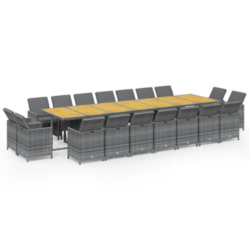 vidaXL Gartenmöbel Set 19-TLG. mit Kissen Gartengarnitur Sitzgruppe Gartenset Sitzgarnitur Gartentisch Esstisch Tisch Stühle Grau Poly Rattan vidaXL Gartenmöbel Set 19-TLG. mit Kissen Gartengarnitur Sitzgruppe Gartenset Sitzgarnitur Gartentisch Esstisch Tisch Stühle Grau Poly Rattan von vidaXL