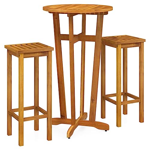 vidaXL Gartenmöbel Set 3-TLG. Gartengarnitur Sitzgruppe Gartenset Sitzgarnitur Gartentisch Tisch Stuhl Gartenstuhl Massivholz Akazie von vidaXL