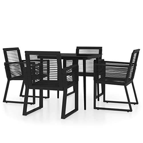 vidaXL Gartenmöbel Set 5-TLG. Gartengarnitur Sitzgruppe Sitzgarnitur Gartenset Gartentisch Esstisch Gartenstuhl Tisch Stühle Schwarz von vidaXL