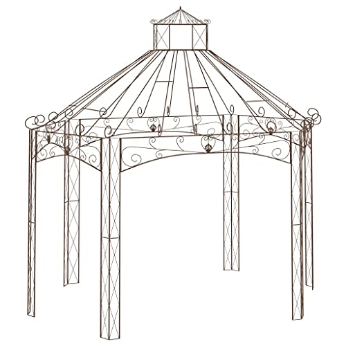 vidaXL Gartenpavillon Rankgitter Rosenbogen Pavillon Metallpavillon Rosenpavillon Gartenzelt Partyzelt Pergola Antik-Braun 400x258x378cm Eisen von vidaXL
