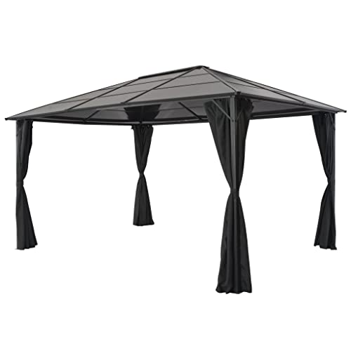 vidaXL Gartenpavillon mit Vorhang Gartenzelt Partyzelt Alu 4×3×2,6 m Schwarz von vidaXL