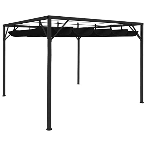 vidaXL Gartenpavillon mit ausziehbarem Dach UV- und Wasserbeständig Pavillon Pergola Überdachung Terrassenüberdachung Partyzelt 3x3m Anthrazit von vidaXL