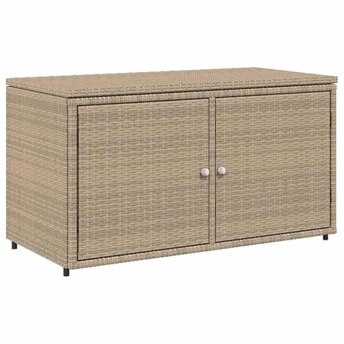 vidaXL Gartenschrank, Geräteschrank mit viel Stauraum, Beistellschrank Schrank mit Türen, Balkonschrank Terrassenschrank, Beige Poly Rattan von vidaXL
