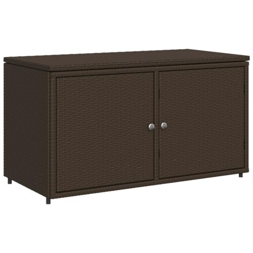 vidaXL Gartenschrank, Geräteschrank mit viel Stauraum, Beistellschrank Schrank mit Türen, Balkonschrank Terrassenschrank, Braun Poly Rattan von vidaXL